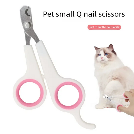 Coupe-Griffes Ciseaux de Précision en Inox pour Chat & Petit Chien – Lame Courbe Sécurisée & Anneaux Antidérapants