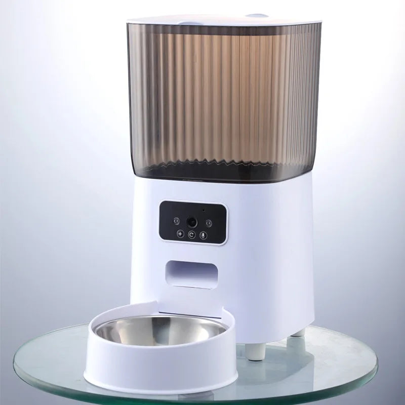 Distributeur Automatique de Croquettes 5 L avec Bol Inox – Programmable Wi-Fi & Caméra HD pour Chien & Chat