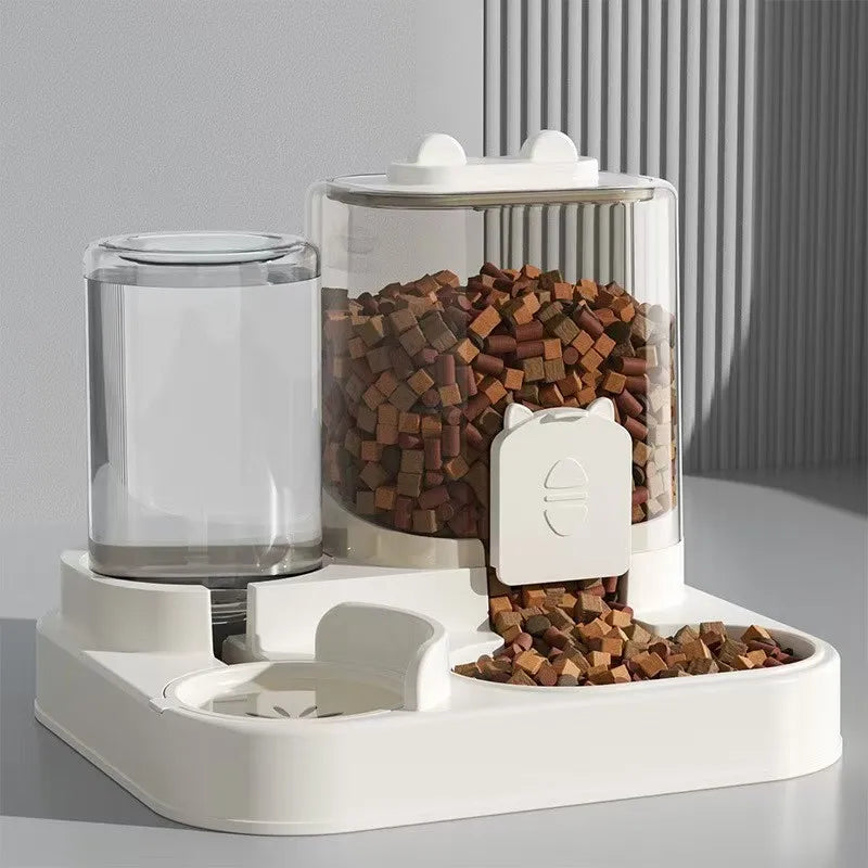 Station Repas 2-en-1 Chien & Chat – Distributeur de Croquettes & Fontaine à Eau par Gravité (2 L)