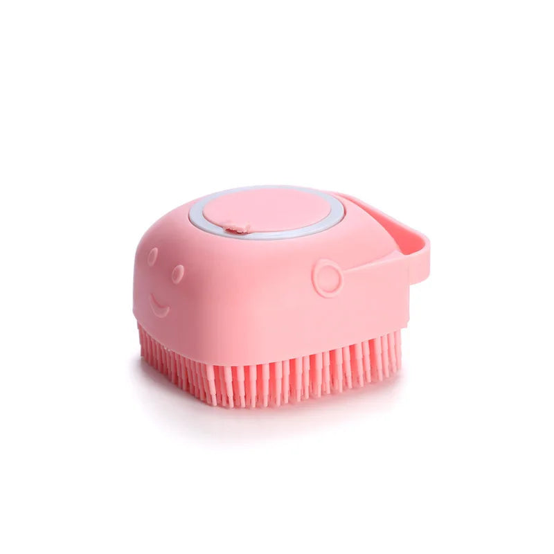 Brosse de Bain Massante en Silicone pour Chien & Chat – Étrille avec Réservoir Distributeur de Shampoing Intégré