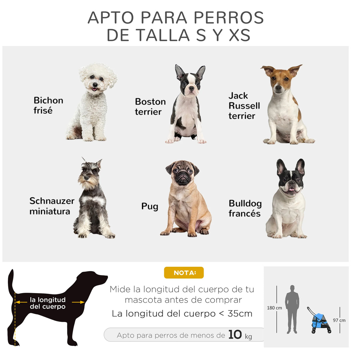 Poussette Pliable 2-en-1 pour Chien & Chat – Chariot de Transport avec Panier Amovible & Fenêtres en Maille (Jusqu'à 10 kg)
