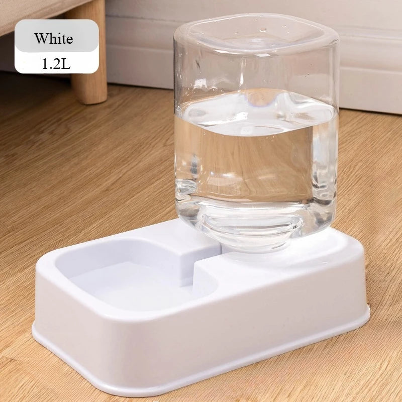 Distributeur Automatique de Croquettes & Fontaine à Eau par Gravité – Station Repas 2-en-1 pour Chat & Petit Chien