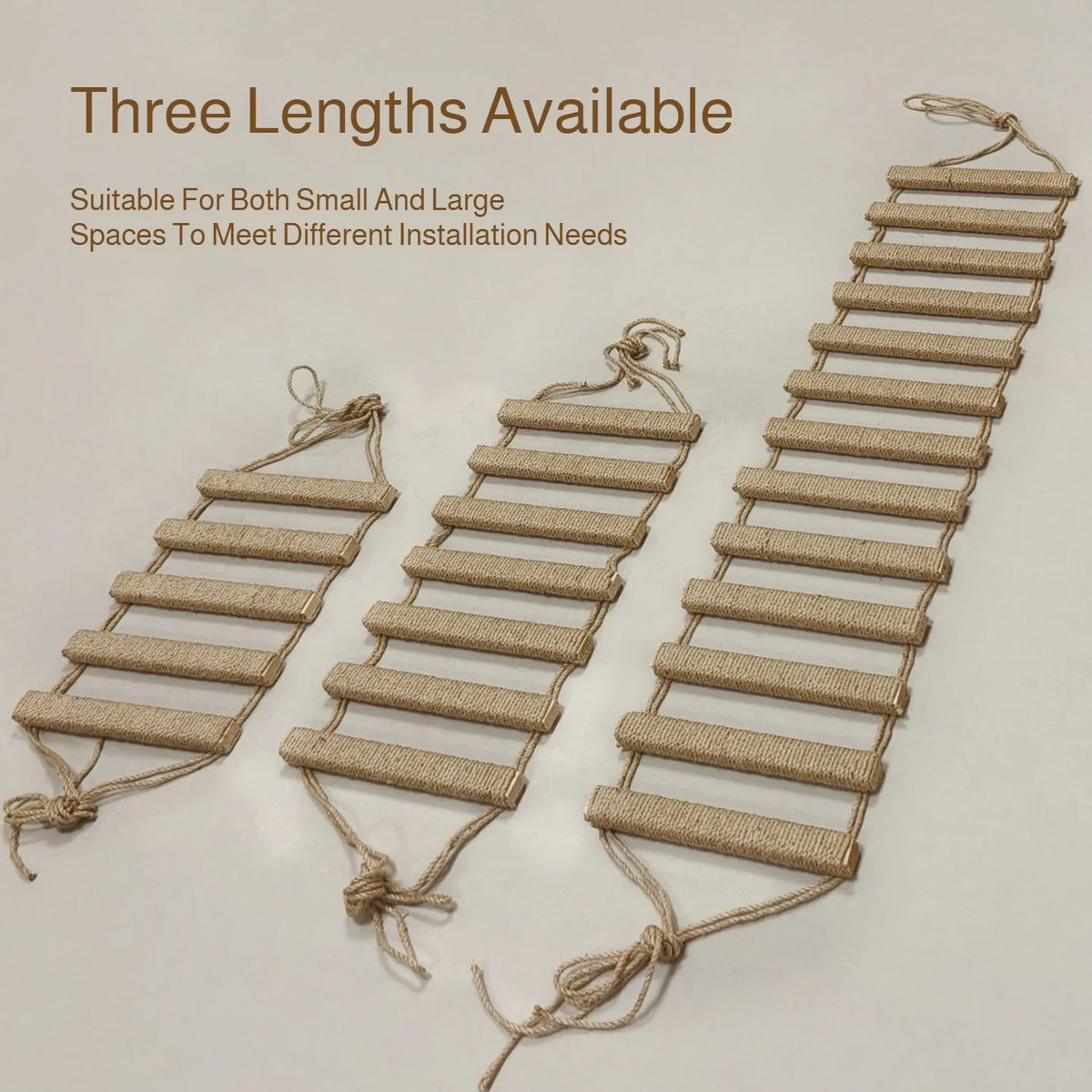 Échelle Suspendue d'Escalade en Bois & Sisal pour Chat – Pont Mural & Griffoir d'Intérieur (115 à 180 cm)