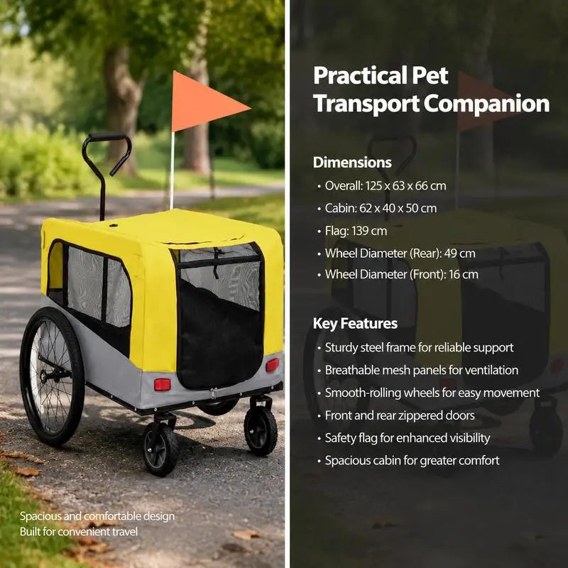 Remorque Vélo & Poussette 2-en-1 pour Chien - Suspension & Roue Pivotante 360°