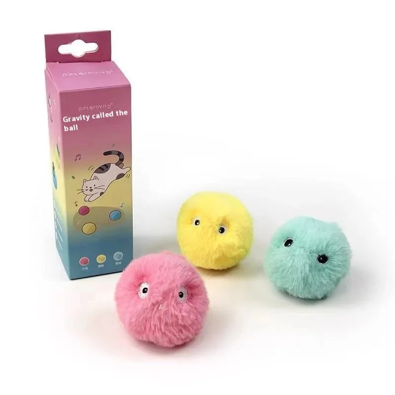 Balle Interactive Sonore en Peluche pour Chat – Sons d'Animaux & Herbe à Chat Intégrée