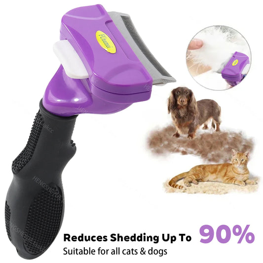 Brosse de Mue & Sous-Poil Anti-Chute pour Chien & Chat – Peigne Étrille Désépaississant avec Bouton Éjecteur