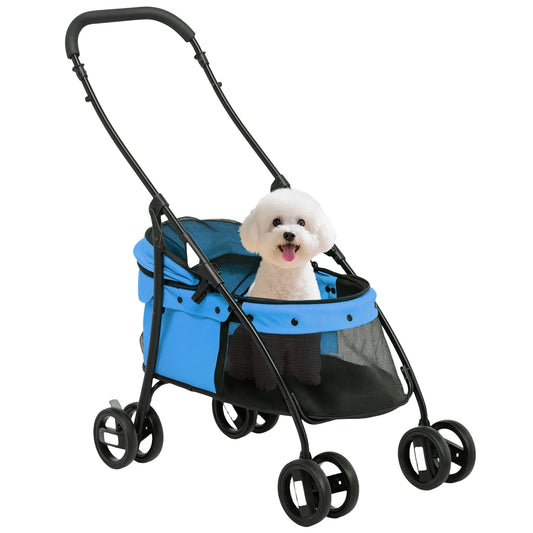Poussette Pliable 2-en-1 pour Chien & Chat – Chariot de Transport avec Panier Amovible & Fenêtres en Maille (Jusqu'à 10 kg)