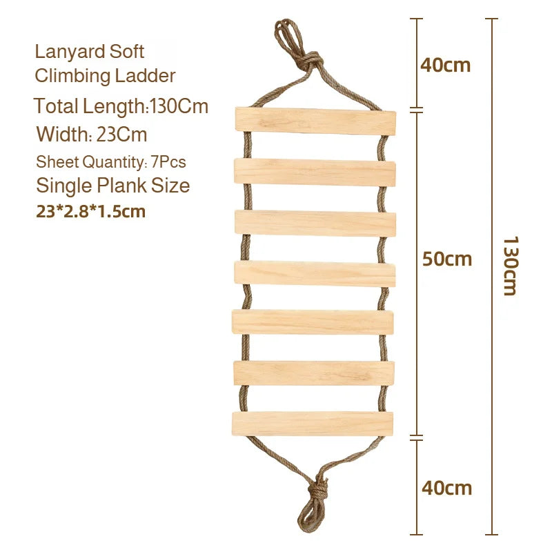 Échelle Suspendue d'Escalade en Bois & Sisal pour Chat – Pont Mural & Griffoir d'Intérieur (115 à 180 cm)