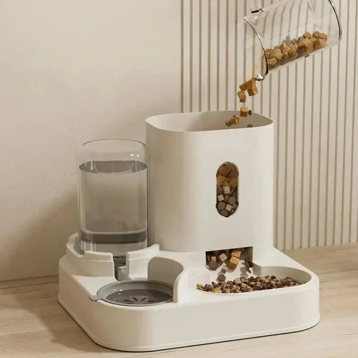 Station Repas 2-en-1 Chien & Chat – Distributeur de Croquettes & Fontaine à Eau par Gravité (2 L)