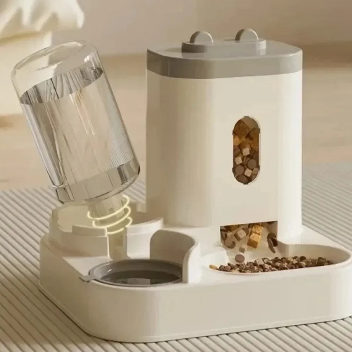 Station Repas 2-en-1 Chien & Chat – Distributeur de Croquettes & Fontaine à Eau par Gravité (2 L)