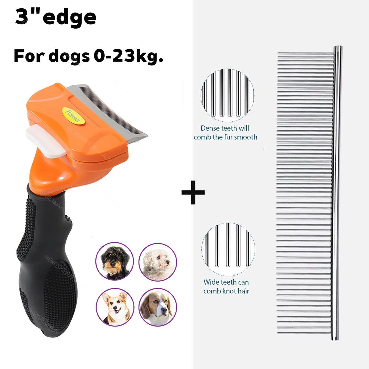 Brosse de Mue & Sous-Poil Anti-Chute pour Chien & Chat – Peigne Étrille Désépaississant avec Bouton Éjecteur