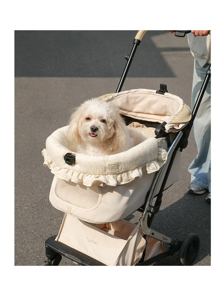 Ensemble Coussin & Tour de Lit pour Poussette Chien et Chat – Doublure Universelle Moelleuse en Coton