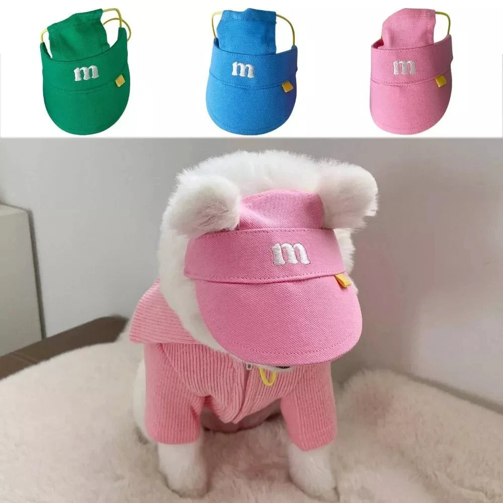 Casquette Visière d'Été Brodée pour Chien & Chat – Chapeau Pare-Soleil Réglable Anti-UV avec Passages d'Oreilles
