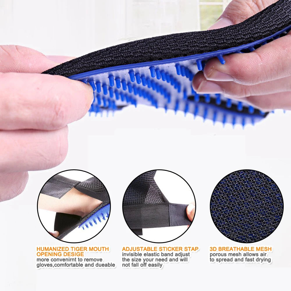 Gant de Brossage & Massage en Silicone pour Chien et Chat – Élimination Efficace des Poils Morts