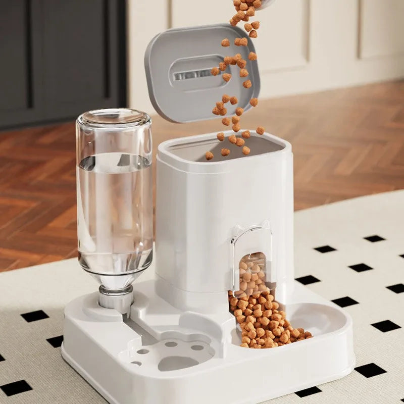 Distributeur 2-en-1 Nourriture & Eau par Siphon – Station Repas Compacte pour Chien & Chat