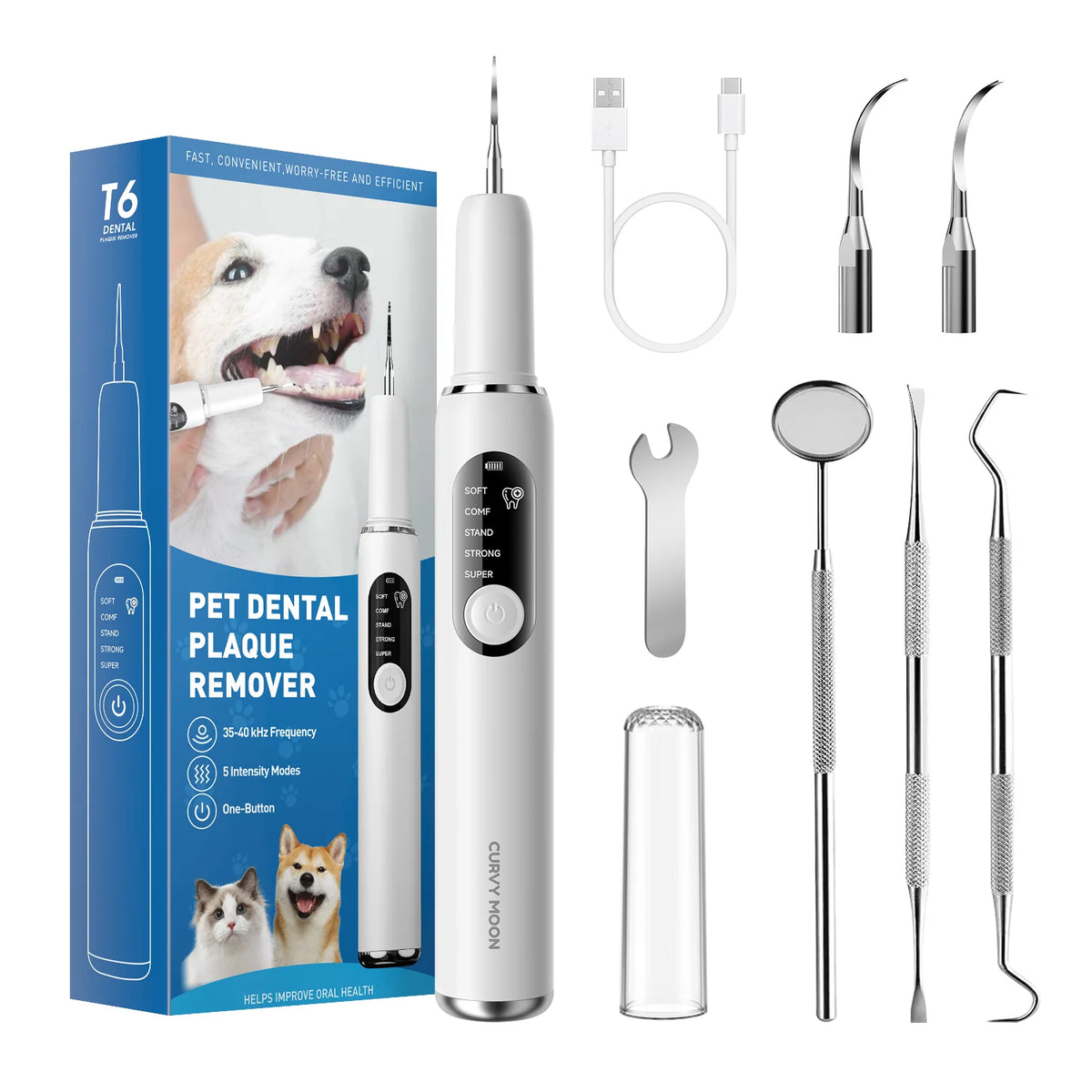 Détartreur Dentaire Ultrasonique pour Chien & Chat – Nettoyeur Anti-Tartre Intelligent Sans Douleur (Rechargeable USB)
