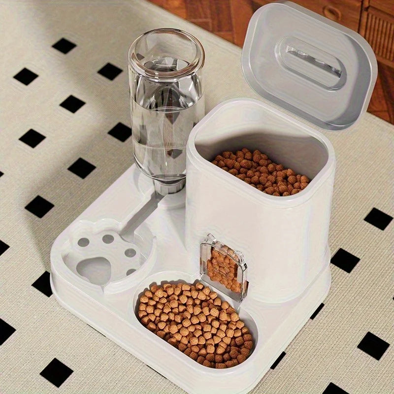 Distributeur 2-en-1 Nourriture & Eau par Siphon – Station Repas Compacte pour Chien & Chat