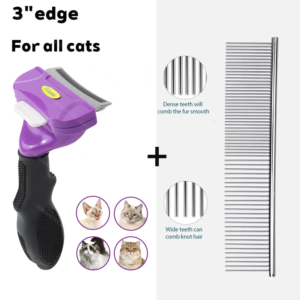Brosse de Mue & Sous-Poil Anti-Chute pour Chien & Chat – Peigne Étrille Désépaississant avec Bouton Éjecteur