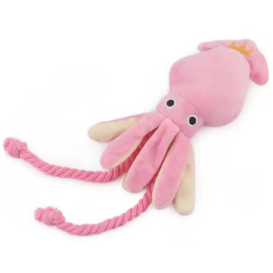 Peluche Pieuvre Sonore avec Corde de Coton – Jouet à Mâcher & Nettoyeur de Dents pour Chien & Chiot