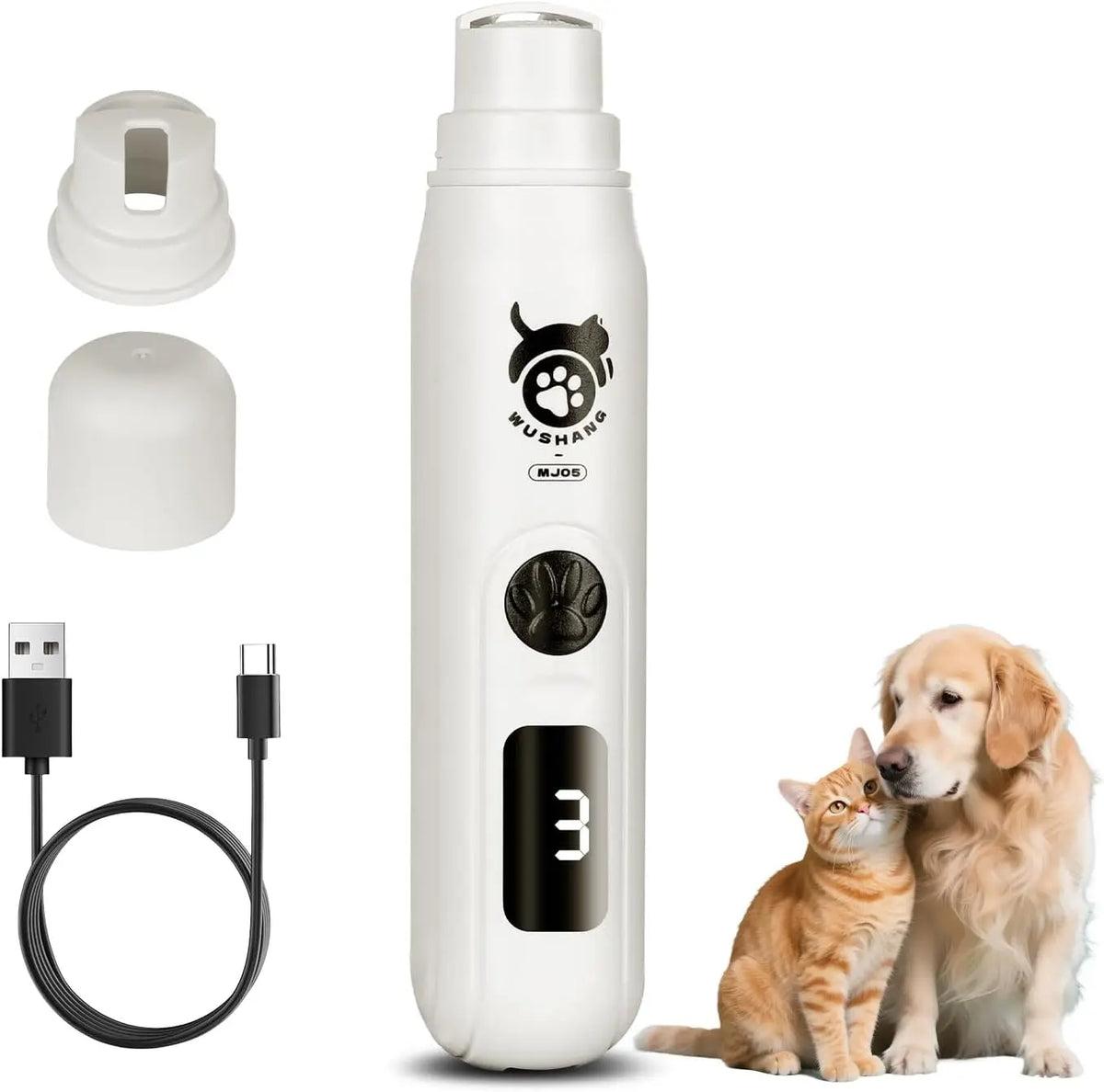 Lime à Ongles Électrique Silencieuse pour Chien & Chat – 3 Vitesses & Écran Numérique (Rechargeable USB-C)