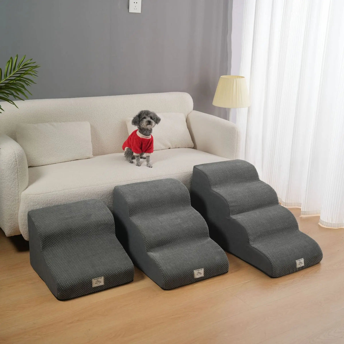 Escalier Confort en Mousse pour Chien & Chat – Rampe d'Accès Ergonomique Canapé et Lit (Housse Amovible)