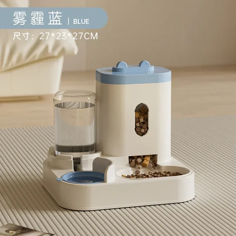 Station Repas 2-en-1 Chien & Chat – Distributeur de Croquettes & Fontaine à Eau par Gravité (2 L)