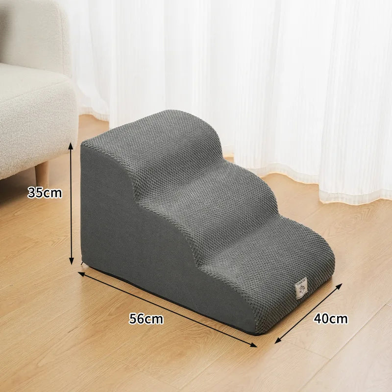 Escalier Confort en Mousse pour Chien & Chat – Rampe d'Accès Ergonomique Canapé et Lit (Housse Amovible)