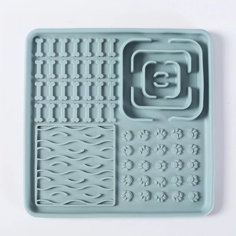 Plateau Repas & Tapis de Léchage en Silicone pour Chien & Chat – Station Anti-Glouton Multi-Textures avec Écuelle