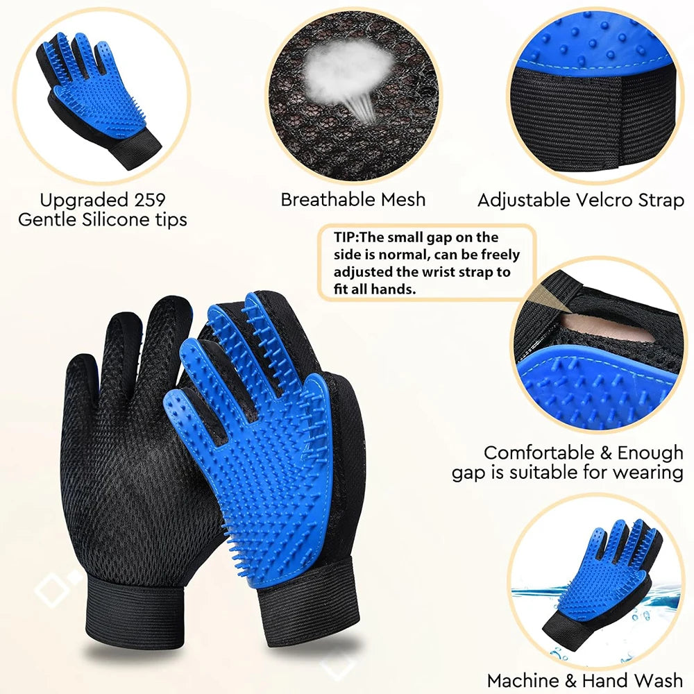 Gant de Brossage & Massage en Silicone pour Chien et Chat – Élimination Efficace des Poils Morts