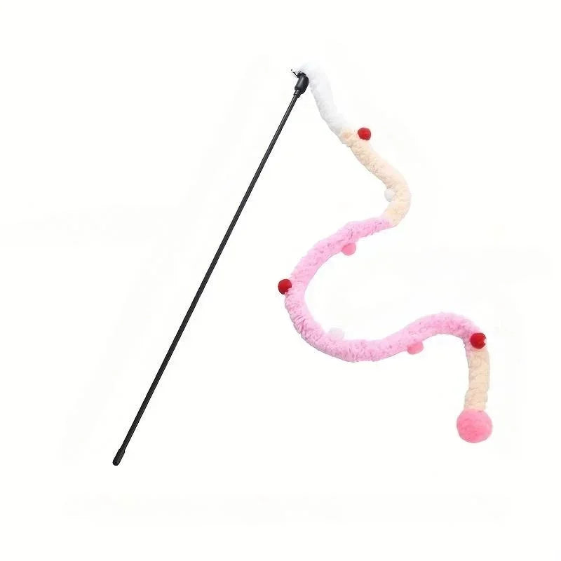 Canne à Pêche Ruban en Peluche Douce pour Chat – Jouet Éducatif & Interactif Anti-Stress