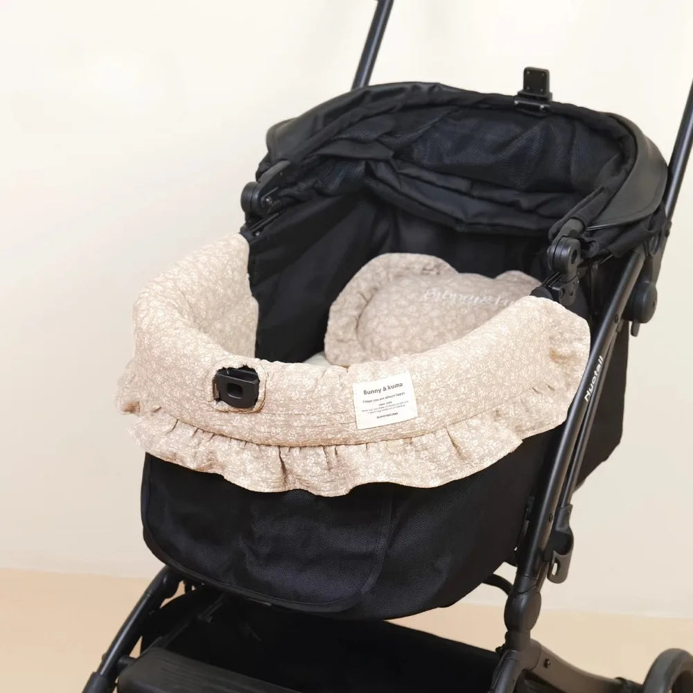 Ensemble Coussin & Tour de Lit pour Poussette Chien et Chat – Doublure Universelle Moelleuse en Coton