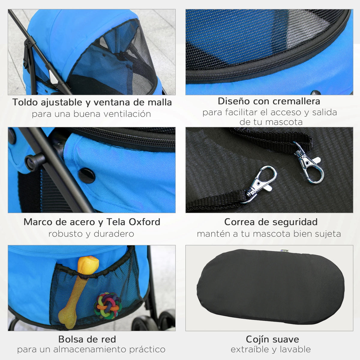 Poussette Pliable 2-en-1 pour Chien & Chat – Chariot de Transport avec Panier Amovible & Fenêtres en Maille (Jusqu'à 10 kg)
