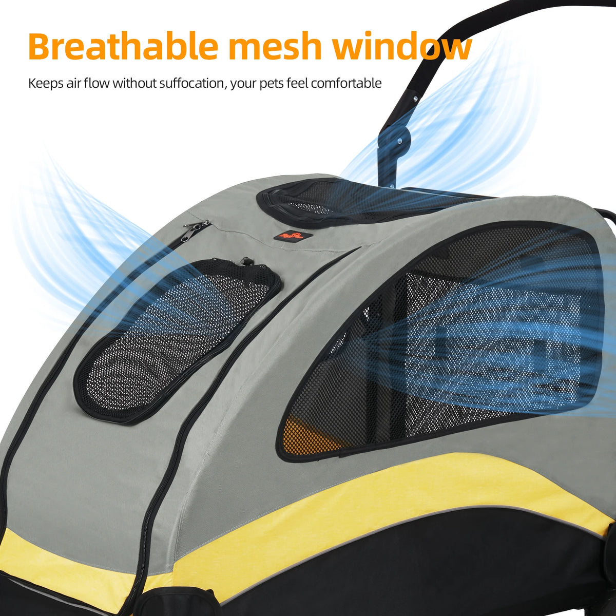 Poussette Chien Grand Format Tout-Terrain – Chariot Pliable & Respirant (M à XL jusqu'à 55 kg)