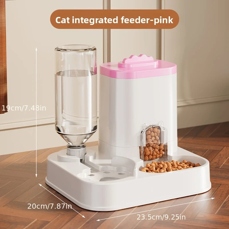 Distributeur 2-en-1 Nourriture & Eau par Siphon – Station Repas Compacte pour Chien & Chat