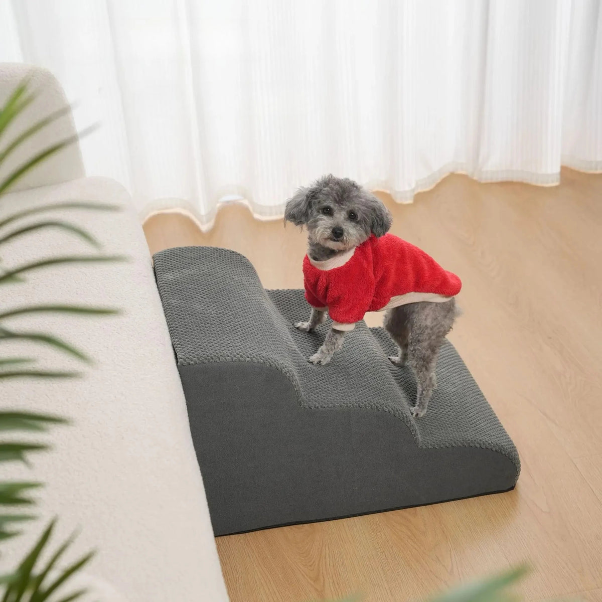 Escalier Confort en Mousse pour Chien & Chat – Rampe d'Accès Ergonomique Canapé et Lit (Housse Amovible)