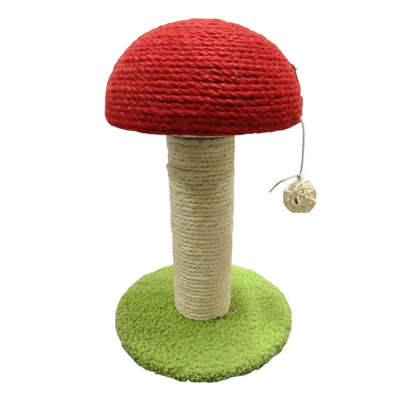 Griffoir Champignon pour Chat en Sisal Naturel – Arbre à Gratter Compact avec Pompon Suspendu