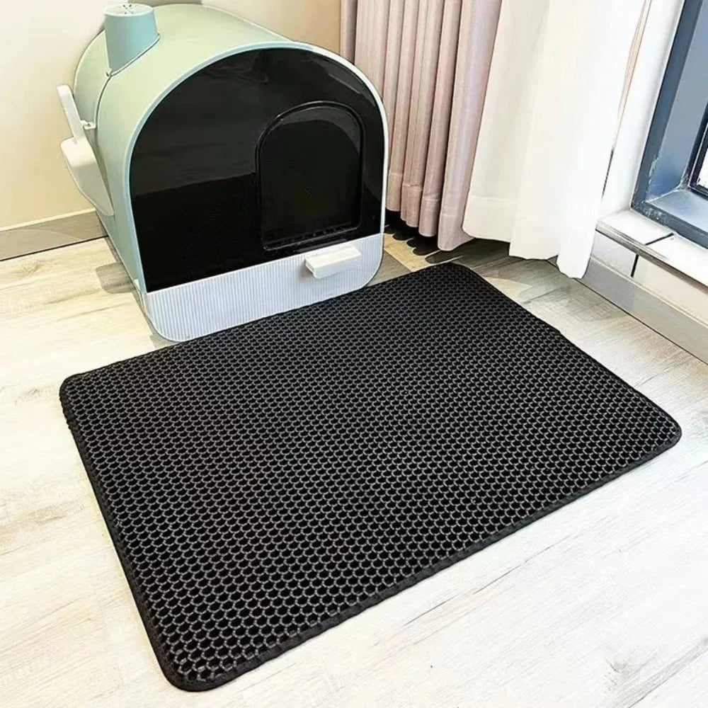 Tapis de Litière pour Chat Double Couche – Imperméable, Anti-Éparpillement & Facile à Nettoyer