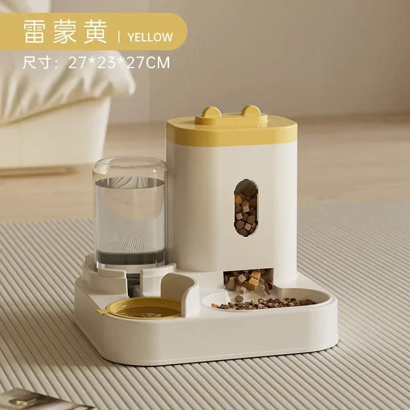 Station Repas 2-en-1 Chien & Chat – Distributeur de Croquettes & Fontaine à Eau par Gravité (2 L)