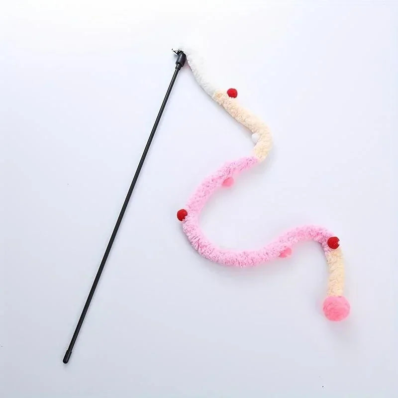 Canne à Pêche Ruban en Peluche Douce pour Chat – Jouet Éducatif & Interactif Anti-Stress