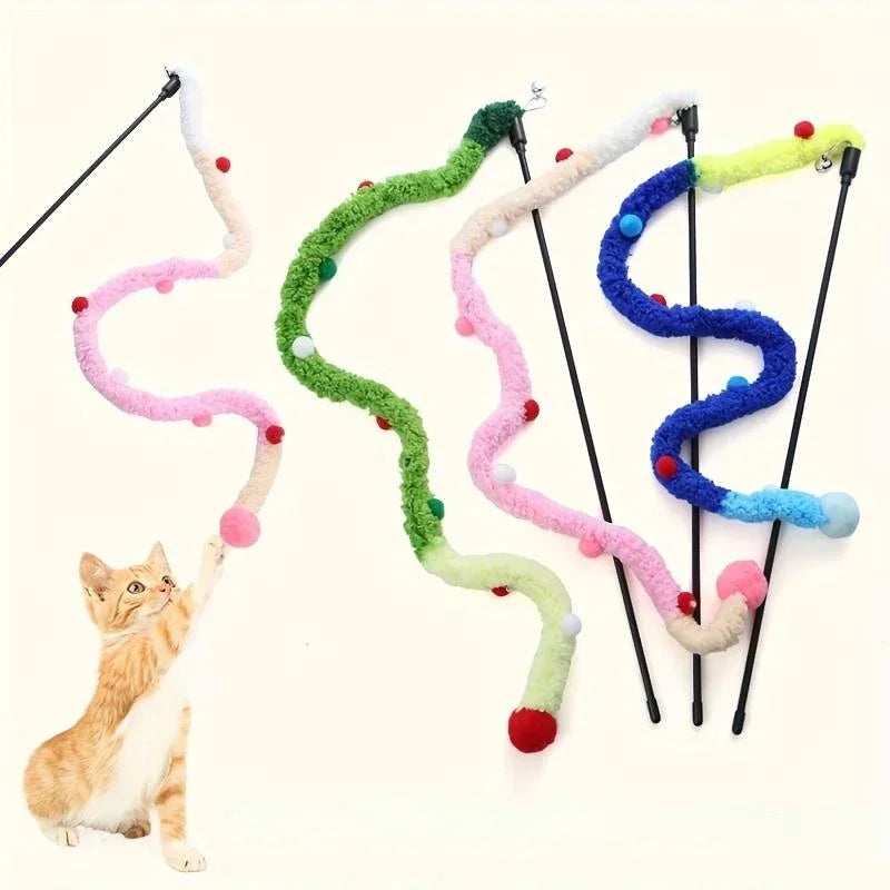 Canne à Pêche Ruban en Peluche Douce pour Chat – Jouet Éducatif & Interactif Anti-Stress