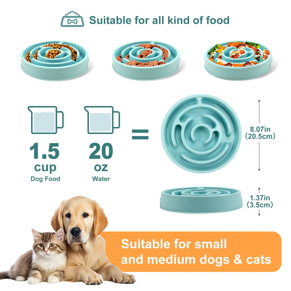 Gamelle Anti-Glouton Labyrinthe pour Chien & Chat – Bol d'Alimentation Lente Ergonomique & Antidérapant