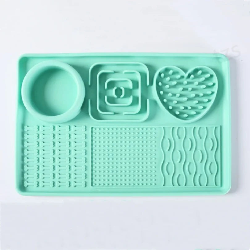 Plateau Repas & Tapis de Léchage en Silicone pour Chien & Chat – Station Anti-Glouton Multi-Textures avec Écuelle