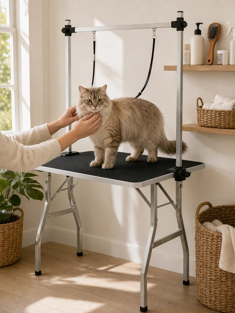 Table de toilettage professionnelle pliable et réglable avec potence – chiens & chats