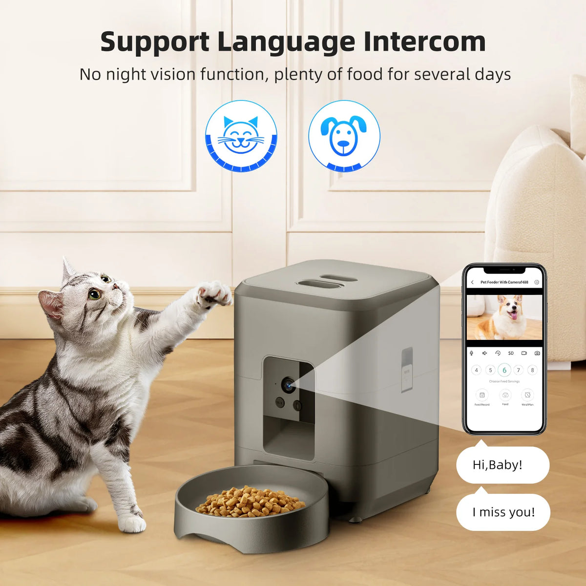 Distributeur Automatique de Croquettes avec Bol Anti-Glouton – Programmable & Connecté Wi-Fi pour Chien & Chat