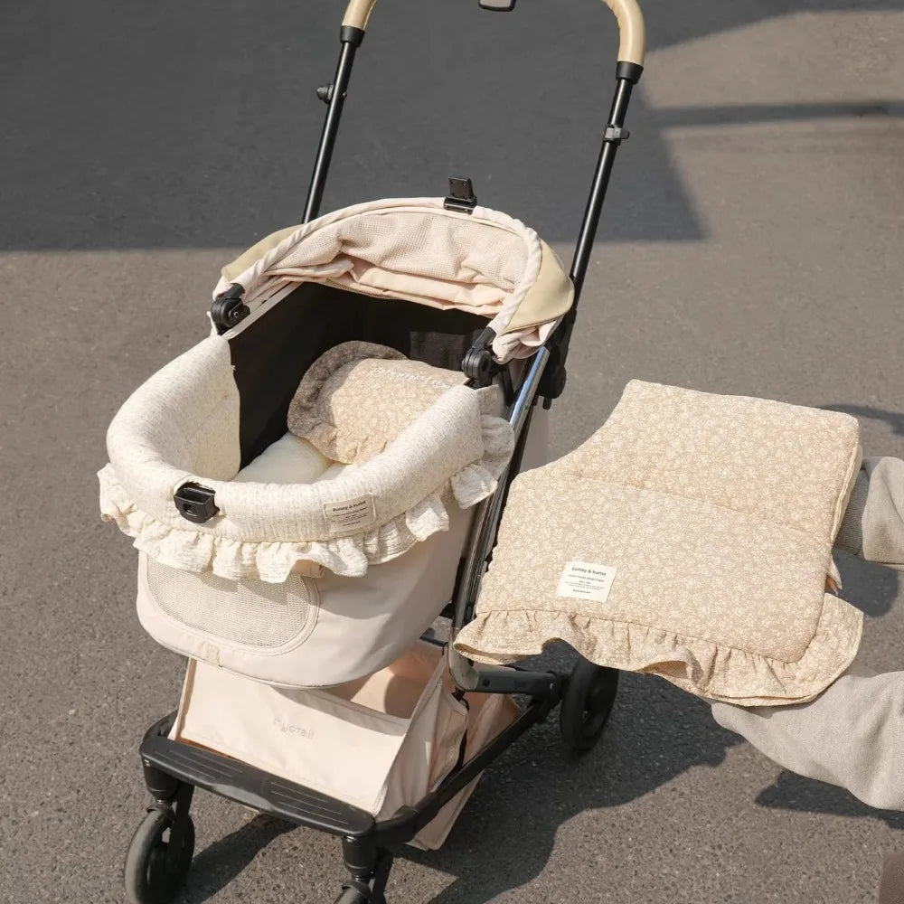 Ensemble Coussin & Tour de Lit pour Poussette Chien et Chat – Doublure Universelle Moelleuse en Coton