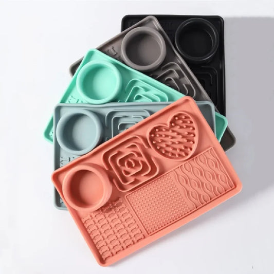 Plateau Repas & Tapis de Léchage en Silicone pour Chien & Chat – Station Anti-Glouton Multi-Textures avec Écuelle