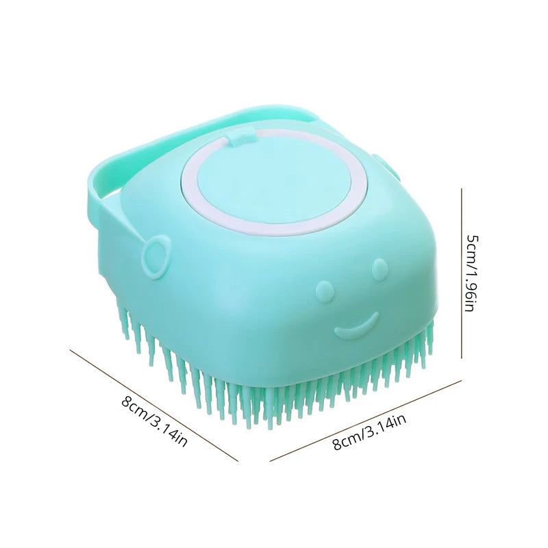 Brosse de Bain Massante en Silicone pour Chien & Chat – Étrille avec Réservoir Distributeur de Shampoing Intégré