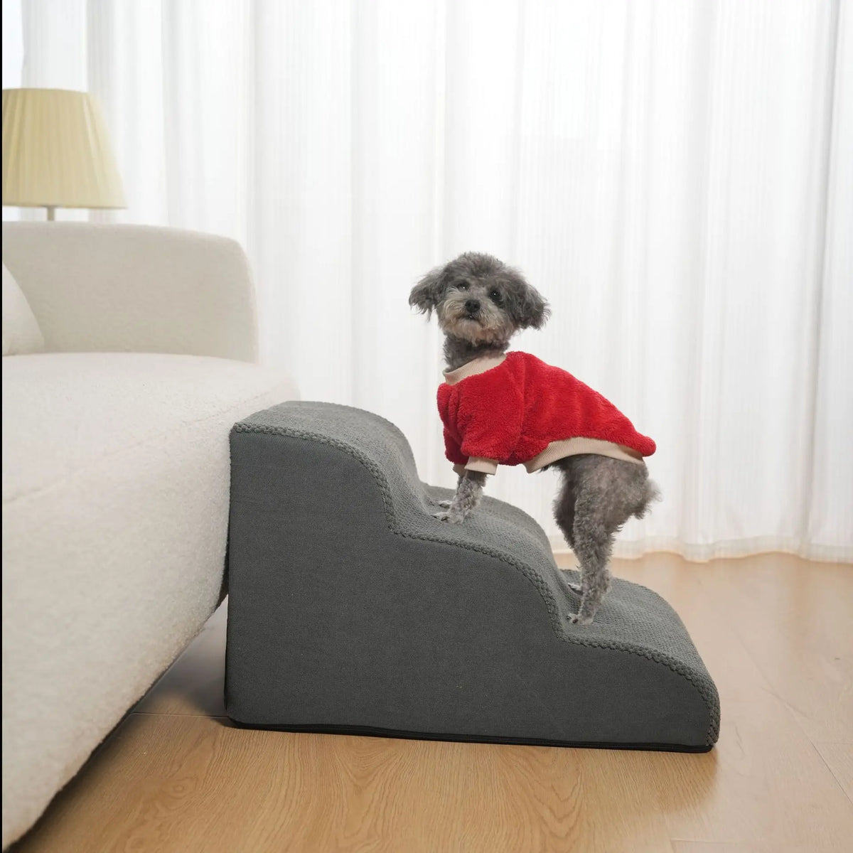 Escalier Confort en Mousse pour Chien & Chat – Rampe d'Accès Ergonomique Canapé et Lit (Housse Amovible)