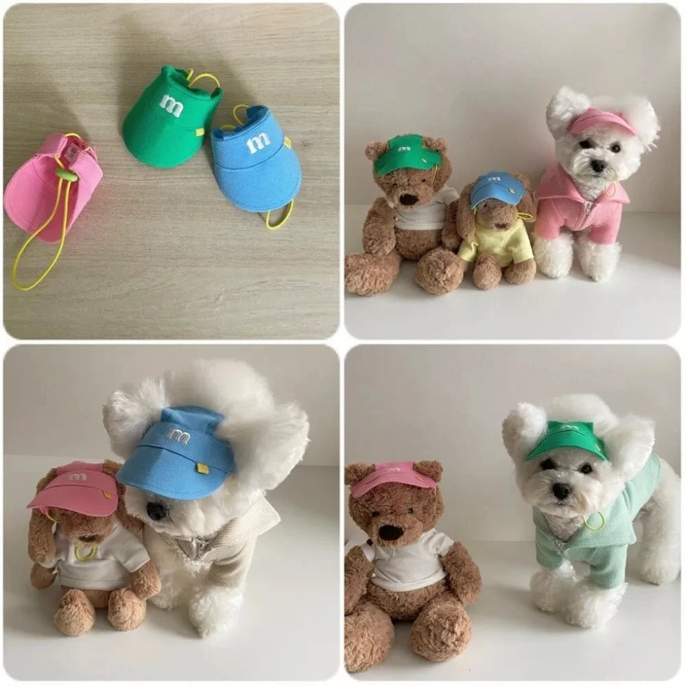 Casquette Visière d'Été Brodée pour Chien & Chat – Chapeau Pare-Soleil Réglable Anti-UV avec Passages d'Oreilles