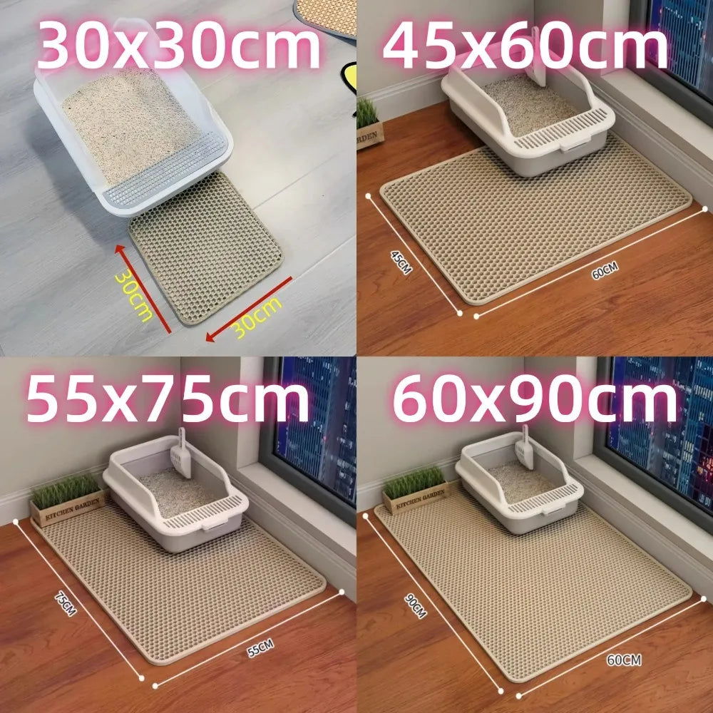 Tapis de Litière pour Chat Double Couche – Imperméable, Anti-Éparpillement & Facile à Nettoyer